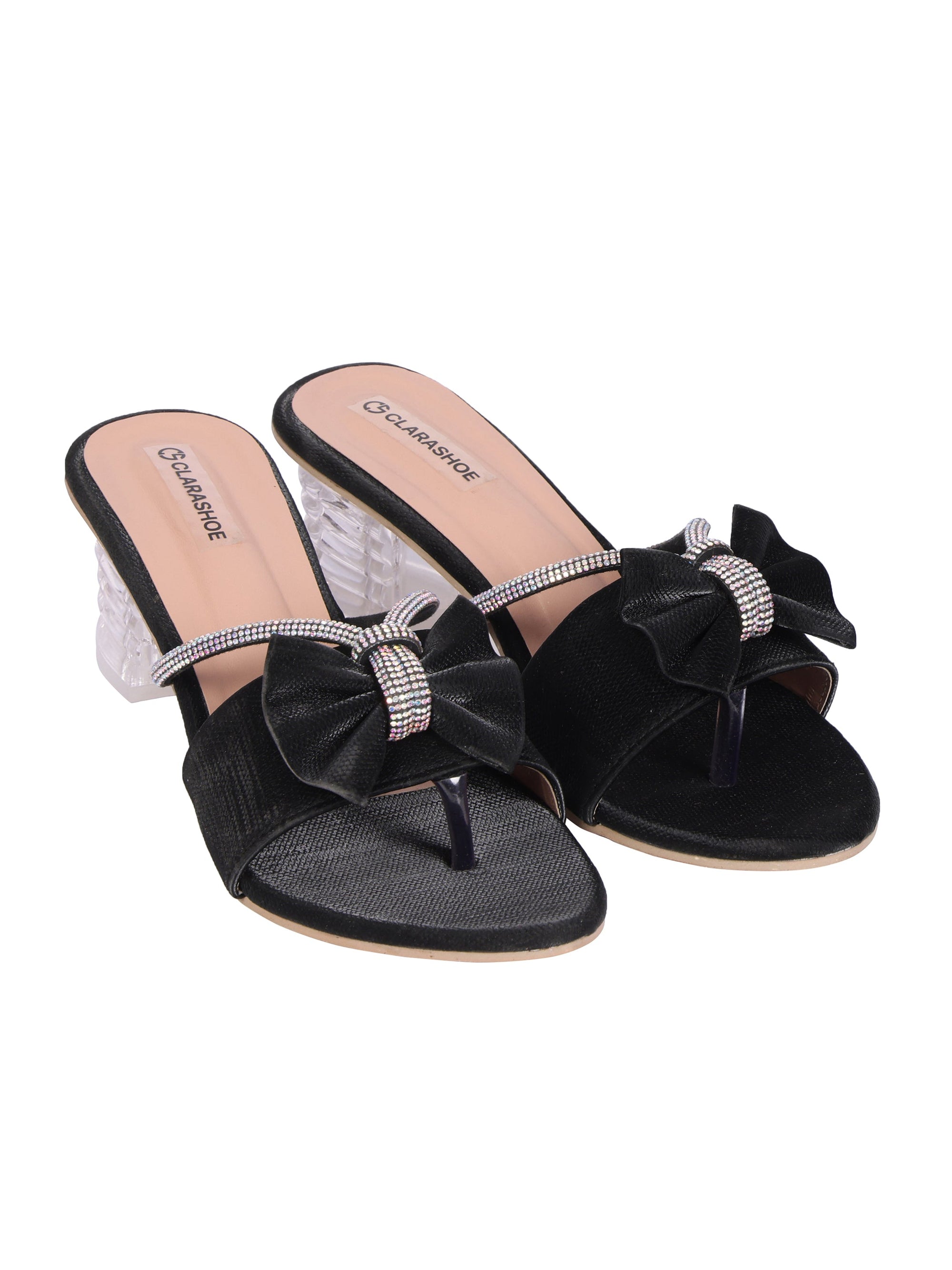 Rhinestone Bow Strap Sandal Clarashoe