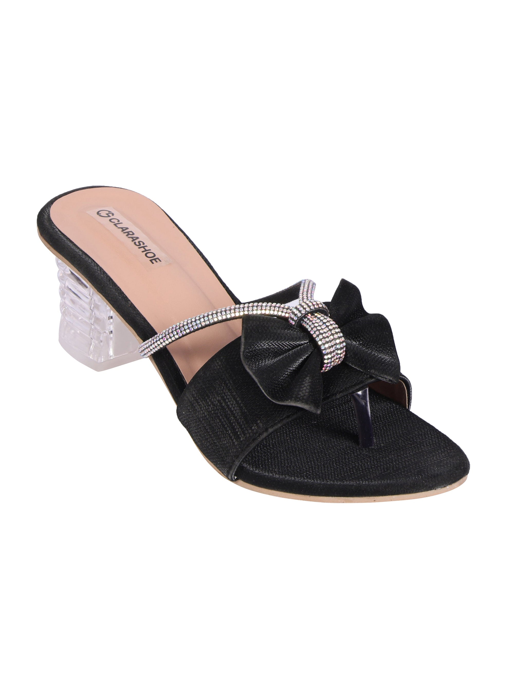 Rhinestone Bow Strap Sandal Clarashoe