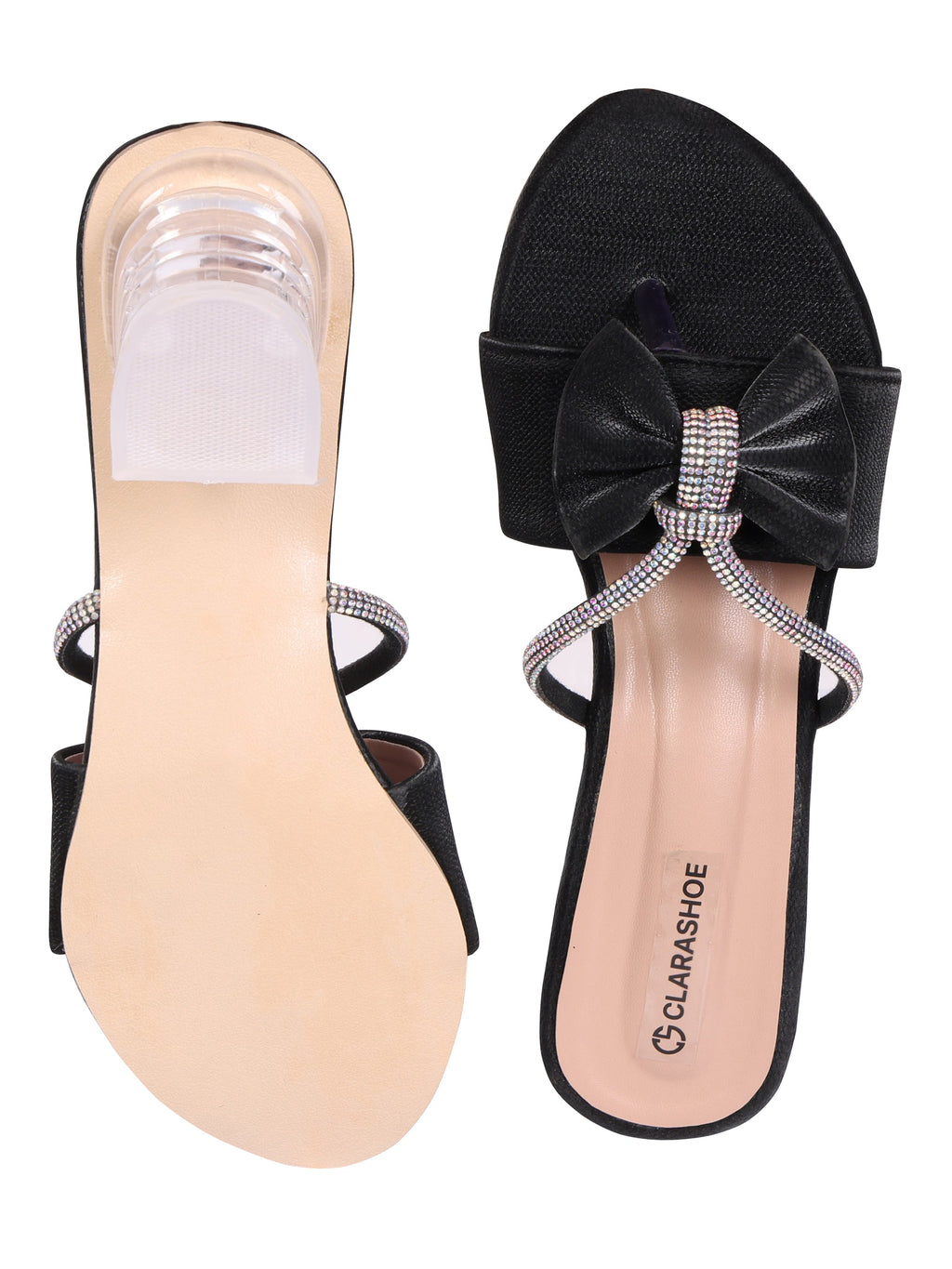 Rhinestone Bow Strap Sandal Clarashoe