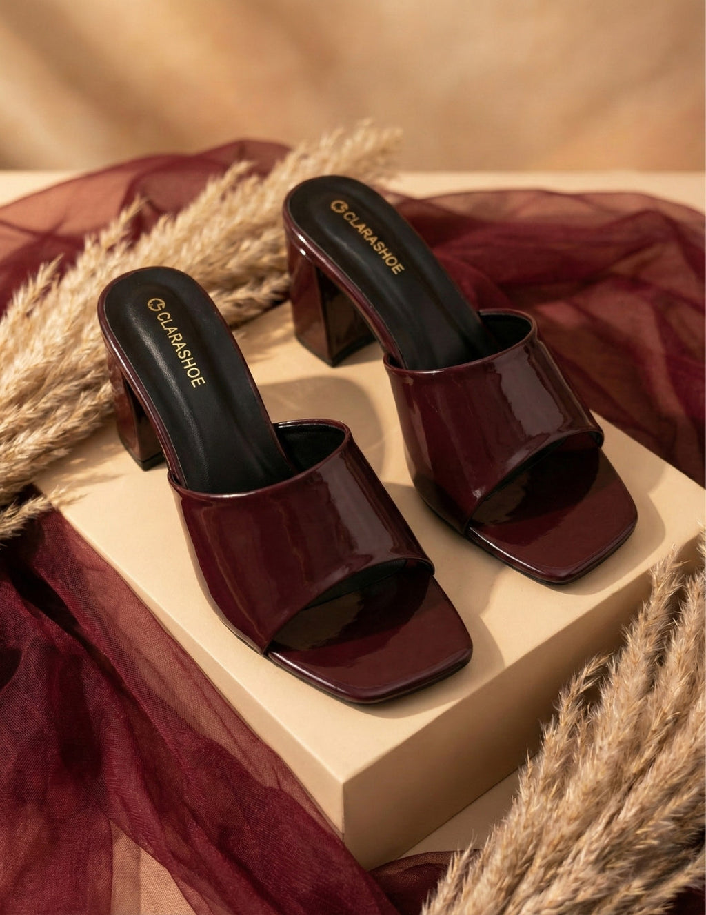 Square Toe Slip-On Heels for Women Clarashoe