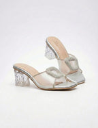 Glitter Crystal Block Heel Sandals Clarashoe