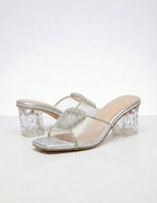 Glitter Crystal Block Heel Sandals Clarashoe