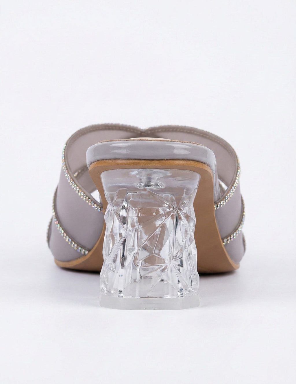 Nude Rhinestone Strap Mule Heels Clarashoe