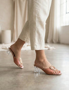 Glitter Crystal Block Heel Sandals Clarashoe
