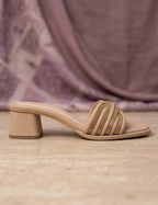 Rhinestone Knot Block Heel Mules Clarashoe
