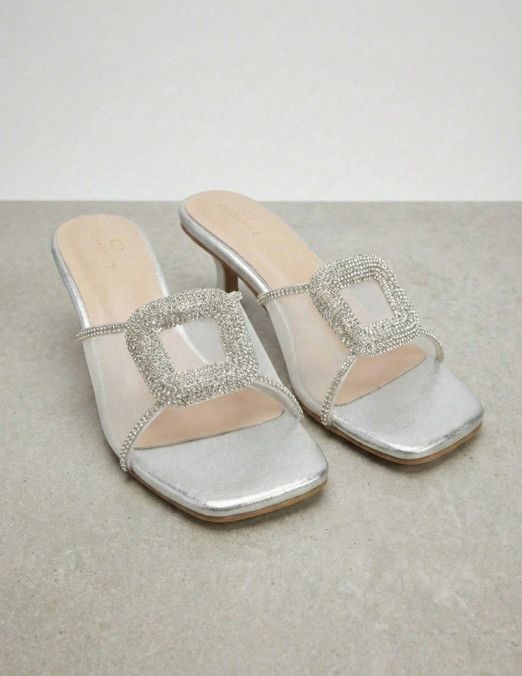 Glitter Crystal Block Heel Sandals Clarashoe