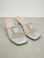 Glitter Crystal Block Heel Sandals Clarashoe