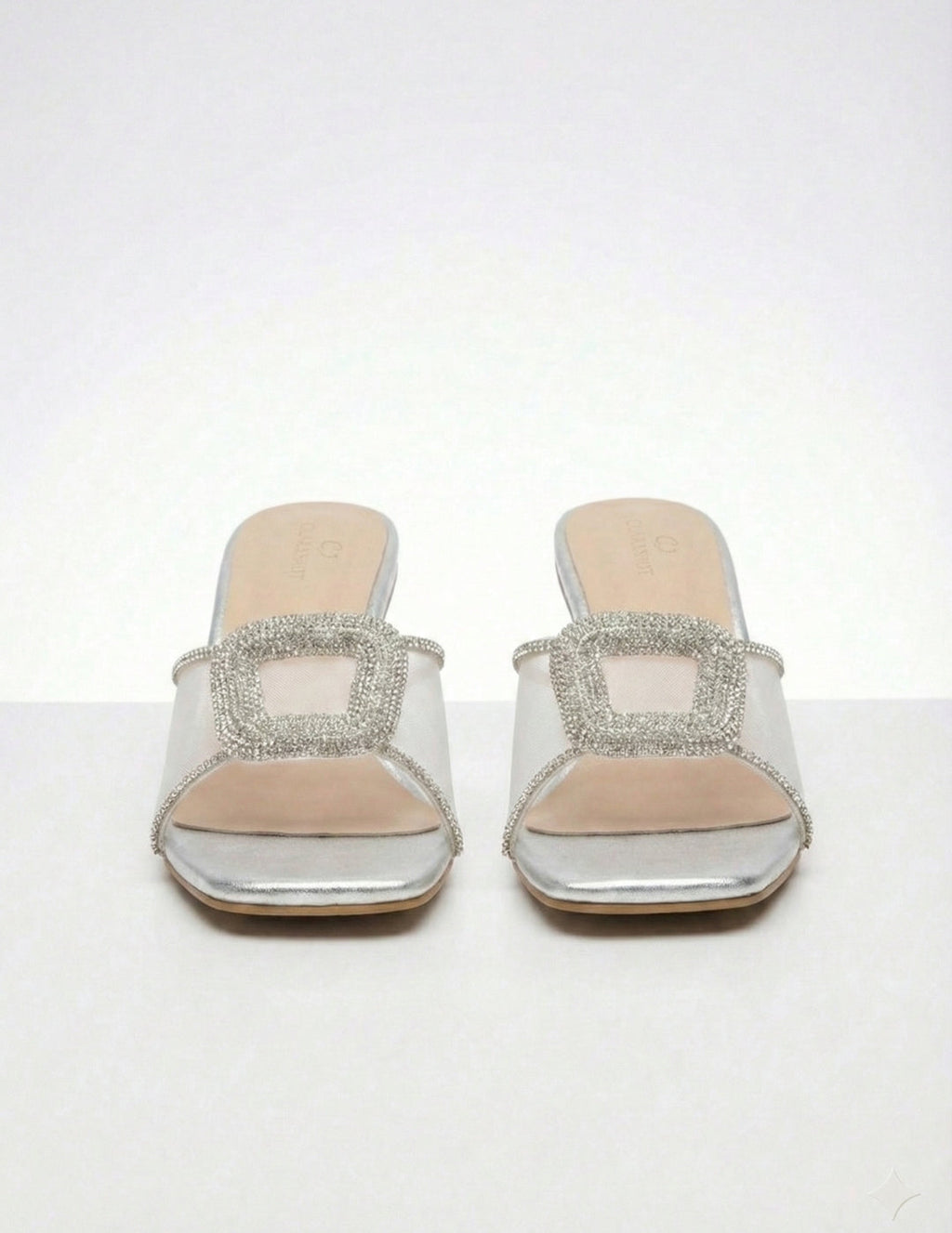 Glitter Crystal Block Heel Sandals Clarashoe