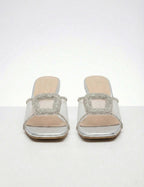 Glitter Crystal Block Heel Sandals Clarashoe