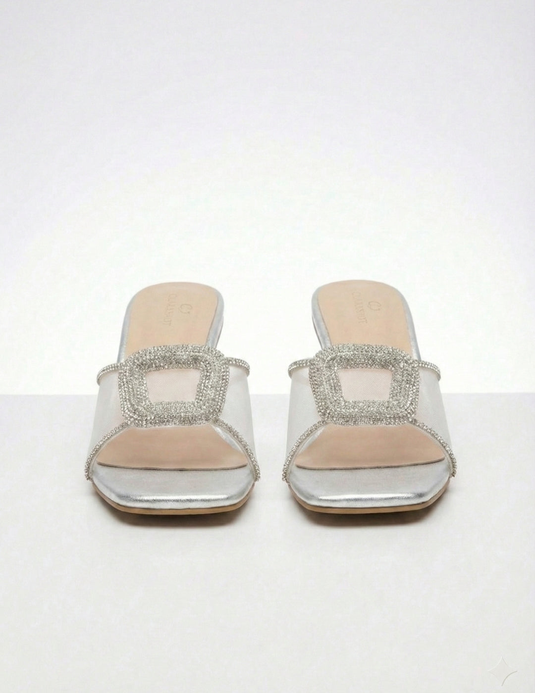 Glitter Crystal Block Heel Sandals Clarashoe