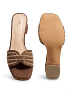 Rhinestone Knot Block Heel Mules Clarashoe