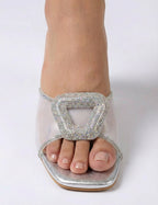 Glitter Crystal Block Heel Sandals Clarashoe